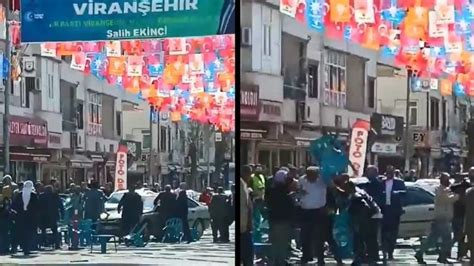 AKP seçim bürosunda yumruklar konuştu. Sandalyeler havada uçtu